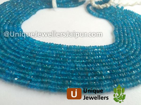 Neon Blue Apatite Faceted Roundelle Beads